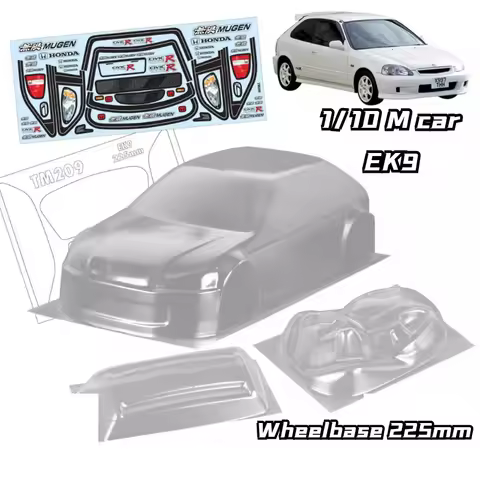 1/10 CIVIC Type R EK9 M car RC body PC 225mm wheelbase lampshadeTransparent drift body shell for 3Ra