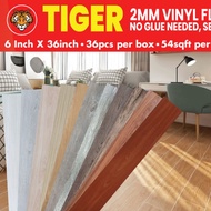 TIGER 2MM VINYL FLOORING SELF ADHESIVE/LANTAI VINYL DIY/36pcs/54sqft /Waterproof/Stiker Paling Tebal