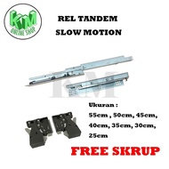 Tandem Drawer Rail / Soft Close / Slowmotion US 001 SC - 25 cm / SC - 50 cm Contents 1 set (2 pcs) F