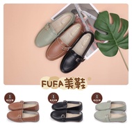 Fufa Shoes Brand Women's Side Square Buckle Genuine Leather Loafers-Black/Brown/Green 1DR67
