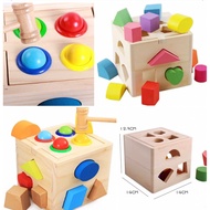 Multi-purpose block drop box toy - Safe wooden educational toy for babies