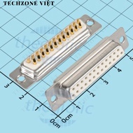 [2 Pieces]- DB25 Port Female 25 Pins Gold Plated 2 Rows Solder Wire Connector TechZone Viet