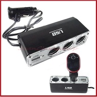 12V/5A 3 Way Universal Car Lighter Sockets Splitter Plug LED USB DC Charger Adapter Car Interior Acc