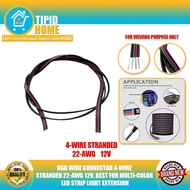 TIPID HOME RGB WIRE CONNECTOR 4-WIRE STRANDED 22-AWG 12V, BEST FOR MULTI-COLOR LED STRIP LIGHT EXT