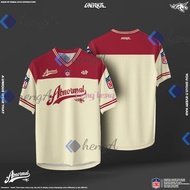 Unique Nation Abnormal V Unisex Shirt Lengan 3Suku Cutting Oversize Jersey Casual