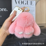 Rex Rabbit Plush Pendant - Adorable Fake Fur Keychain Accessory
