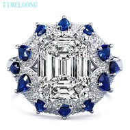 Luxury 8CT GRA Real Moissanite D Color Emerald Cut Engagement Ring 925 Sterling Silver Jewelry Gift