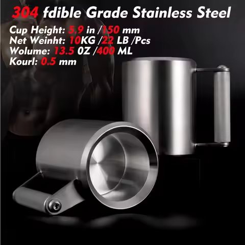 Heavy Mug 10KG 22LB Stainless Steel Overweight Dumbbell Water Cup Fitness Sports Beer Mug Gym Workou