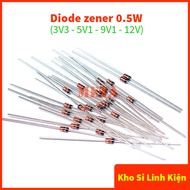 [Pack of 20] zener Diode 0.5W pin 3v3, 5v1, 9v1, 12v - BZX55C3V3 BZX55C5V1 BZX55C9V1 BZX55C12V