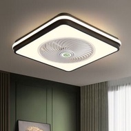 DDS - 現代吸頂電風扇吊燈（黑色方-52CM-無極調光-遙控+智能款）#N270_009_988
