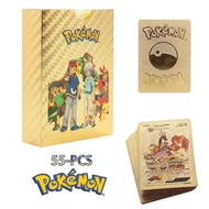 Kartu Pokemon Emas 1 Box 55pcs Asli Bahan Metal Pokemon Gold