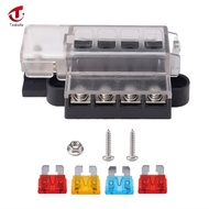 Teabelle Universal 4 Ways Blade Fuse Block 12V 24V unlit fuse box 1 in 4 out Car Fuse Holder Box Mar