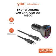 OLIKE R19CC 3 Port Fast Charging Type C Power Delivery PPS 30W + 30W USB 22.5W Car Charger + C to C 
