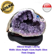 1.83Kg Purple Uruguay Amethyst Crystal Geode Druzy Fengshui Cave Stone #SK112