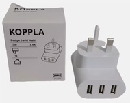IKEA KOPPLA 3-Port USB charger 17W 3.4A UK plug