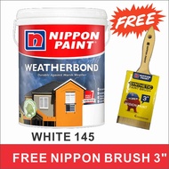 18L ( 18 LITER ) 145 WHITE ( FREE BRUSH NIPPON 3" ) Nippon Paint Weatherbond Exterior 18L