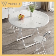 【YUEHUA】Household Small Apartment Foldable Table Modern Simple Dining Balcony Round Marble Pattern A