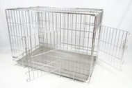 台灣製-2.5尺(雙門活動折疊式/摺疊式)不鏽鋼/不銹鋼白鐵狗籠/貓籠/兔籠/通用型寵物籠