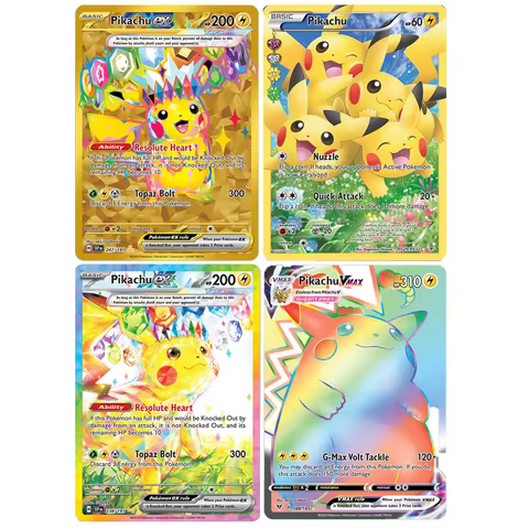 4 PCS Holographic PKM Cards Mewtwo Gengar Pikachu Umbreon Charizard Foil PTCG Proxy Cards Collection