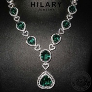 HILARY JEWELRY Leher Noble Accessories 925 Original Perempuan Sterling Pendant Perak Chain 純銀項鏈 Necklace For Rantai Silver Emerald Korean Women S112