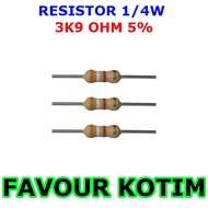 RESISTOR 3K9 3.9K OHM 3.9K 1/4 WATT 5% R 1/4 W 0.25W 5 PERCENT FVKOTIM
