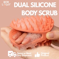 Dual Silicone Body Scrub– Gentle Soft Exfoliating Body Brush & Hair Exfoliating Brush