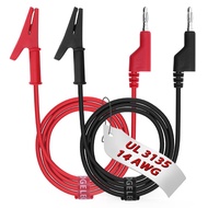 14 Gauge 2pcs 9.9 Ft Stackable 4MM Banana Plug to Alligator Clips UL3135, Heavy Duty Silicone Test L