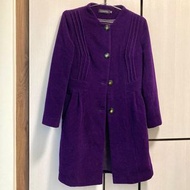 保暖氣質淑女深紫色95%羊毛大衣外套