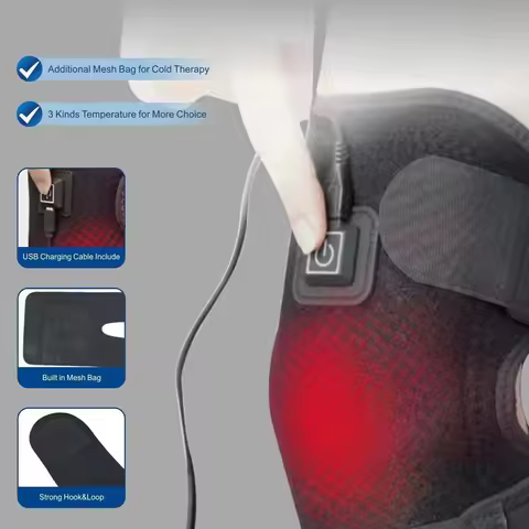 Electric Shoulder Brace Heated Knee Massager Pad Support Strap Adjustable Knee Braces Warm Arthritis
