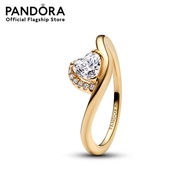 Pandora Wave heart 14k gold-plated ring