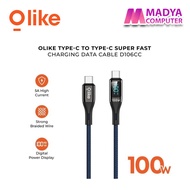 Olike D106CC PD 100 Watt Braided Cable Type-C to Type-C LED Data Cable