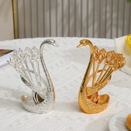 Creative Stirring Mixing Swan Spoons, Swan Base Stand Spoons, Table Decoration Elegant Dinnerware Se
