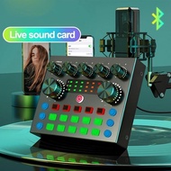V8S SoundCard Audio USB External Mixer Bluetooth Mic For Phone Pc SoundCard Live