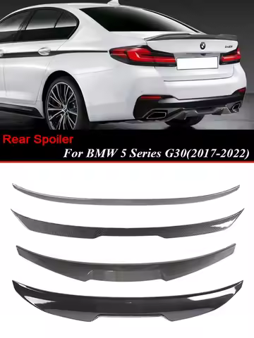 Rear Bumper Trunk Tail Lip M5 Roof Wing For BMW 5 Series G30 2017-2022 Gloss Black PSM M4 CS Style B
