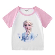 Elsa Anna Princess Frozen birthday sando clothing t shirt for kids girl tops 1 2 3 4 5 6 7 8 yrs old baby Disneyland clothing girls tshirt costume for kid girl Casual tees party supplies Cartoon clothes