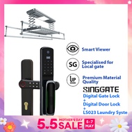 SINGGATE [Mega Bundle] SPACE GREY Automated Smart Laundry System + Smart Door Viewer Digital Door Lock + Biometrics Digital Gate Lock | Mega bundle LS023 + FR009 + FM021