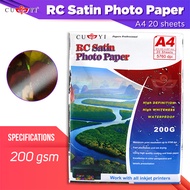 CUYI RC Satin Photo Paper 200gsm A4 No Back Print Waterproof photo paper RC Coarse Fleece Waterproof