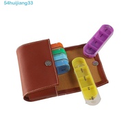 HUIJIANG 7-Day Pill Organizer, PU Carrying Case Reusable Weekly Pill Organizer Box, Stylish Week Mar