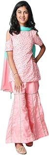 Kids Baju Raya for Eid, Racial Harmony, Deepavali Ethnic Wear Costume Blush Embroidered Kurta Sharara Set for Girls