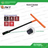 IWT Black T-Socket Wrench Chrome Vanadium Rubber Handle Cr-V Socket Wrench Size 7-8-9-13-19mm