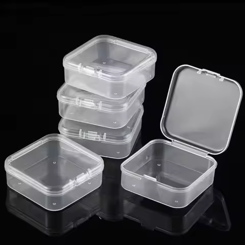 5/10pcs Mini Storage Box Transparent Square Plastic Box Earrings Jewelry Packaging Storage Small Squ