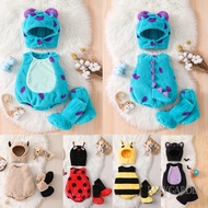 //-Baby Halloween Animal Bee/Monster Cosplay Costume Plush Sleeveless Crew Neck Romper Hat Shoes Par