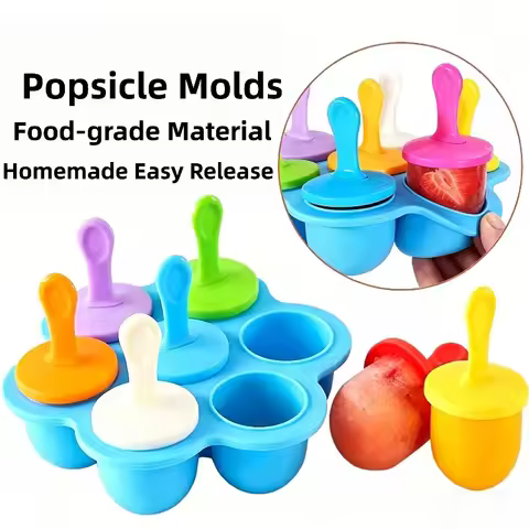 7-Cavity Mini Silicone Popsicle Mold Non-Stick DIY Ice Pop Tray for Egg Bites Lollipop & Baby Food I