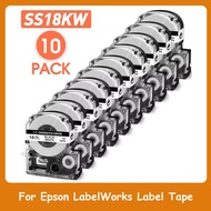 10PCS SS18KW SS12KW Label Sticker Compatible Epson 12/18mm Tape Black on White for Epson LabelWorks 