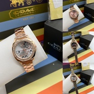 Caoch leather/ stainless steel watch with paper box, manual book paper bag