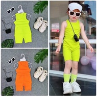 Plain outfit set Sleeveless Combined with soft elastic shorts for girls kids outfit girl kids girl c