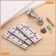 ELAINE Door Stopper Hinge Set, 4 Inches 304 Stainless Steel Stainless Steel Hinge,  Flat Small 3+1 S