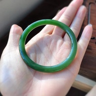 天然碧玉和田玉手鐲手環 超美菠菜綠 辣綠色碧玉質地溫潤平安喜樂