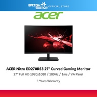 ACER Nitro ED270RS3 Curved Gaming Monitor - 27”/1500R Curved/FHD 1920 x 1080/180Hz/HDMI/DP