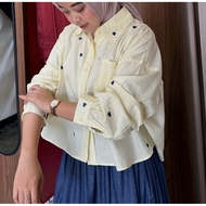 KEMEJA Floral id - Love Gabriela Embroidered Crop Shirt, Trendy Oversized Women's Top